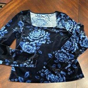NWT Velvet Blue Floral Old Navy Square Neckline Top Small